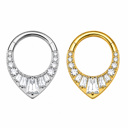 G23 Titanium Teardrop CZ Hinged Segment Clicker Ring – 16G (1.2mm) 8mm & 10mm