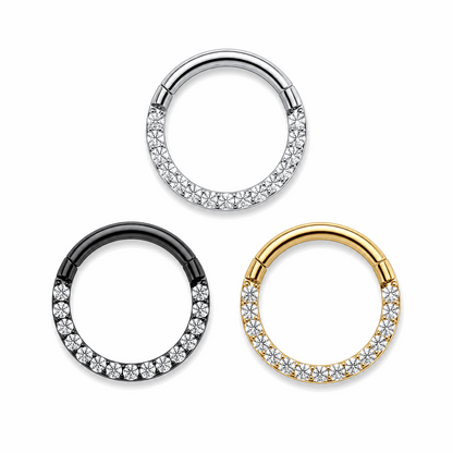 316L Surgical Steel Pavé Crystal Hinged Segment Clicker Ring – 16G (1.2mm) 8mm & 10mm