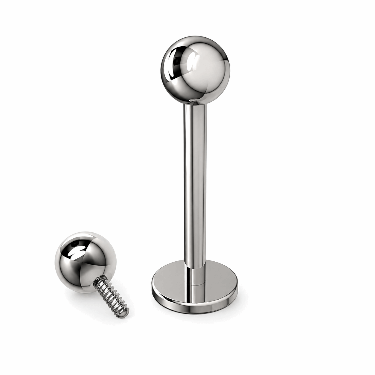 G23 Titanium Internally Threaded Plain Ball Labret Stud – 16G (1.2mm)