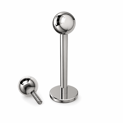 G23 Titanium Internally Threaded Plain Ball Labret Stud – 16G (1.2mm)