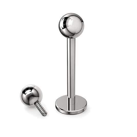 G23 Titanium Internally Threaded Plain Ball Labret Stud – 16G (1.2mm)