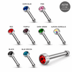 G23 Titanium Bezel Set CZ Nose Bone Stud – 20G (0.8mm) 7mm