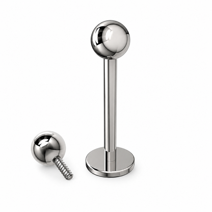G23 Titanium Internally Threaded Plain Ball Labret Stud – 16G (1.2mm)
