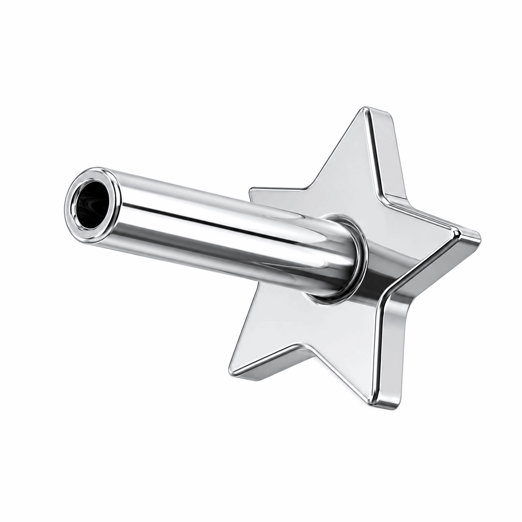 G23 Titanium Threadless Star Push Fit Labret Bar – 16G (1.2mm) 6mm