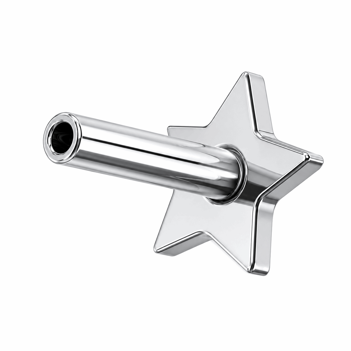 G23 Titanium Threadless Star Push Fit Labret Bar – 16G (1.2mm) 6mm