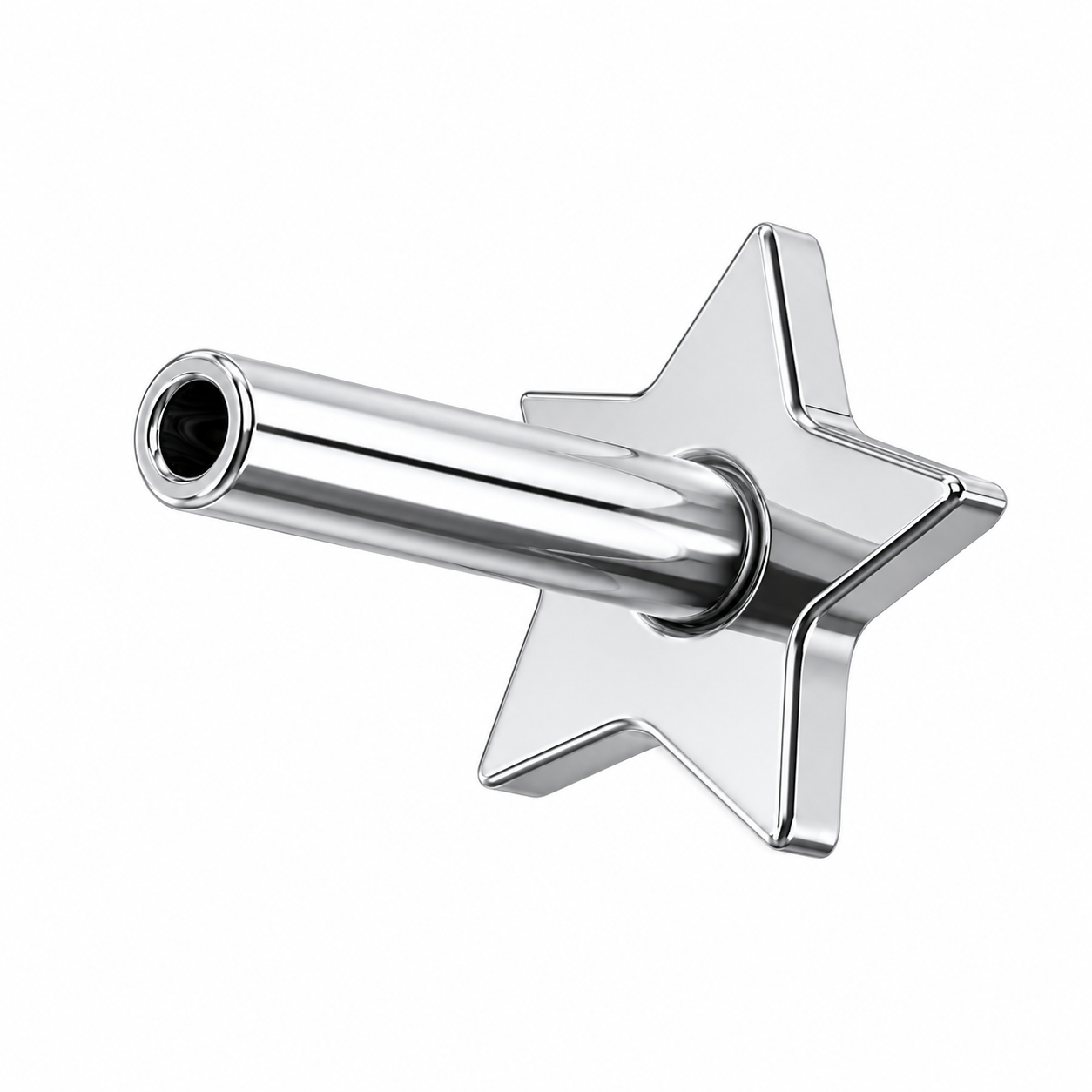 G23 Titanium Threadless Star Push Fit Labret Bar – 16G (1.2mm) 6mm