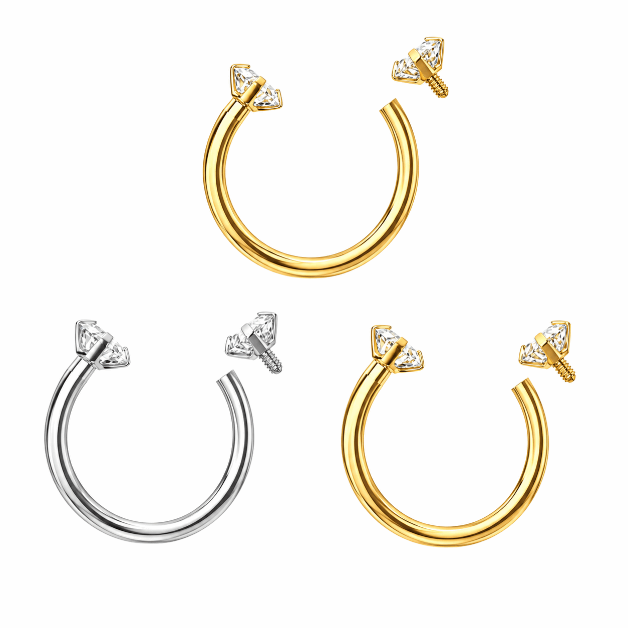 316L Surgical Steel CZ End Circular Barbell Ring – 18G (1.0mm) 8mm