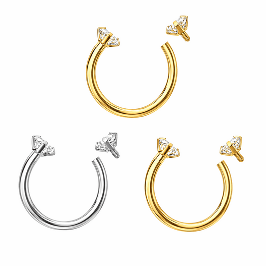316L Surgical Steel CZ End Circular Barbell Ring – 18G (1.0mm) 8mm