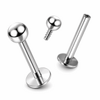 316L Surgical Steel Plain Ball Internally Threaded Flat Back Labret – 16G (1.2mm)