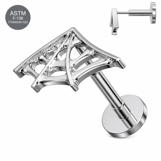 G23 Titanium Spiderweb Wing Threadless Labret Stud – 16G (1.2mm)
