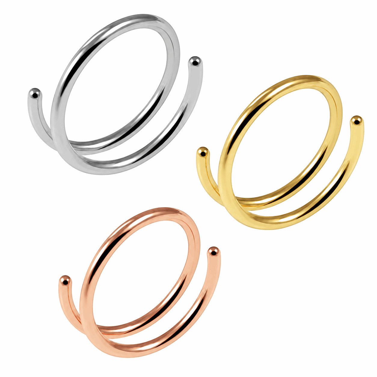 316L Surgical Steel Seamless Double Nose Hoop Ring – 20G (0.8mm)
