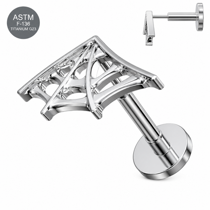 G23 Titanium Spiderweb Wing Threadless Labret Stud – 16G (1.2mm)