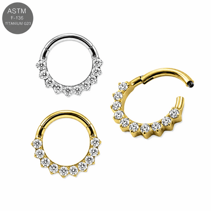 G23 Titanium Front-Facing CZ Hinged Clicker Ring – 16G (1.2mm) 8mm