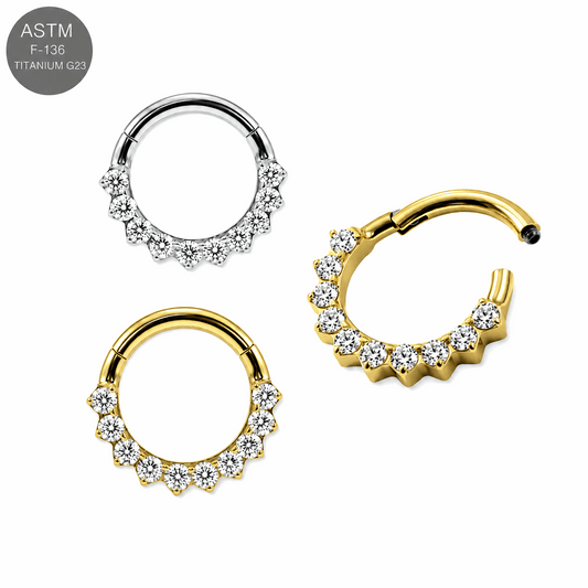 G23 Titanium Front-Facing CZ Hinged Clicker Ring – 16G (1.2mm) 8mm