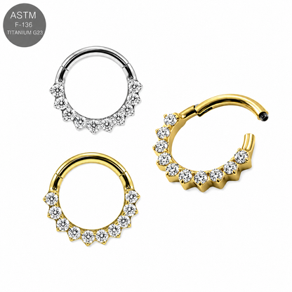 G23 Titanium Front-Facing CZ Hinged Clicker Ring – 16G (1.2mm) 8mm