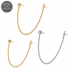 G23 Titanium Two Hole Round Dagger Piercing Chain Threadless Pin Top – 18G & 16G Compatible