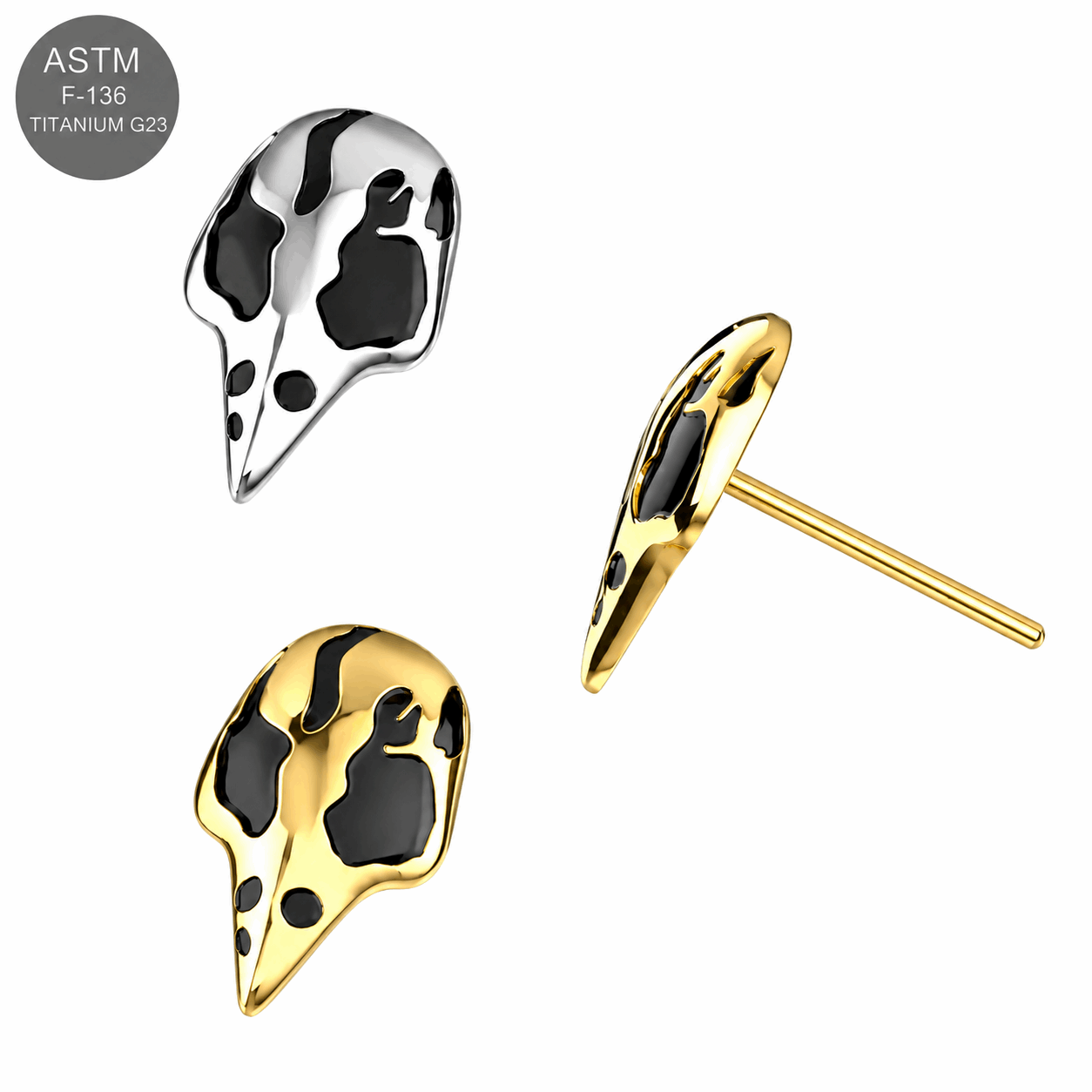 G23 Titanium Raven Mask Threadless Pin Top – 18G & 16G Compatible
