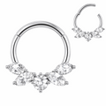 316L Surgical Steel Marquise Butterfly Hinged Segment Clicker Ring – 16G (1.2mm) 8mm