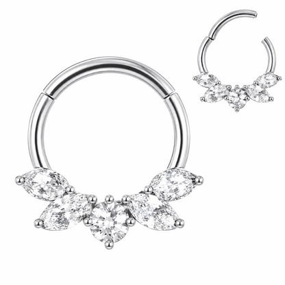 316L Surgical Steel Marquise Butterfly Hinged Segment Clicker Ring – 16G (1.2mm) 8mm