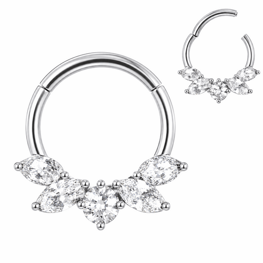 316L Surgical Steel Marquise Butterfly Hinged Segment Clicker Ring – 16G (1.2mm) 8mm