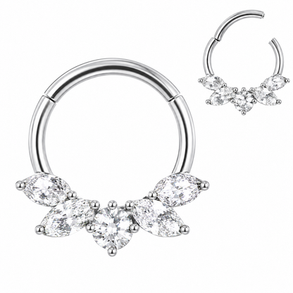 316L Surgical Steel Marquise Butterfly Hinged Segment Clicker Ring – 16G (1.2mm) 8mm