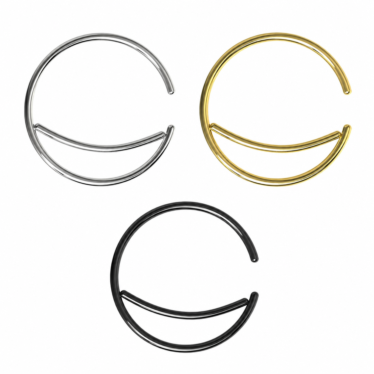 Surgical Steel Crescent Moon Bendable Hoop Ring – 20G (0.8mm) 10mm