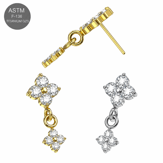 Titanium Cascade Blossom Dangle Threadless Top – 18G & 16G Compatible