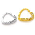 316L Surgical Steel Jeweled Heart Single Closure Ring – 16G (1.2mm) 10mm