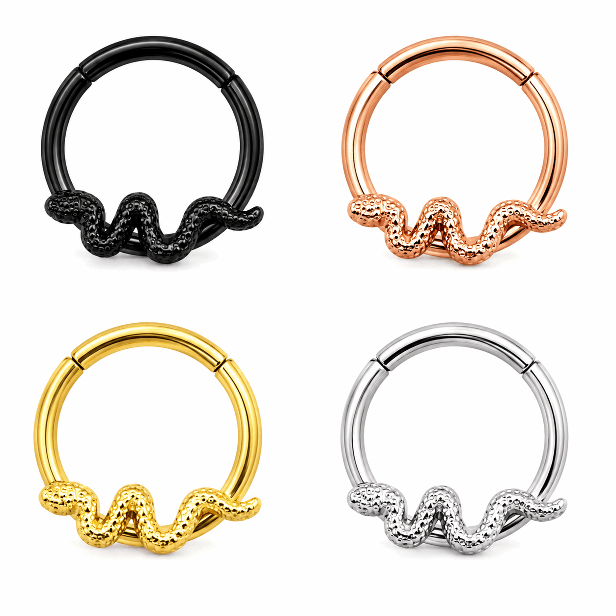 Slithering Snake Hinged Segment Clicker Ring – 16G (1.2mm)