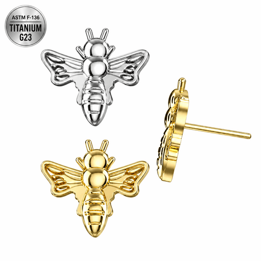Titanium Honey Bee Threadless Pin Top – 18G & 16G Compatible