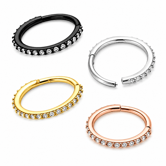 Micro Setting CZ Stones Hinged Segment Clicker Ring – 16G (1.2mm) 8mm