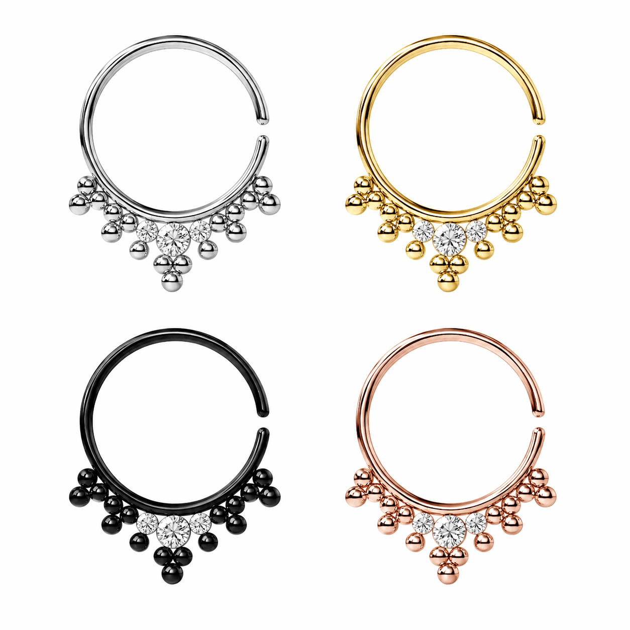 Jeweled Tribal Multi Dotted Septum Ring – 18G (1.0mm) 8mm