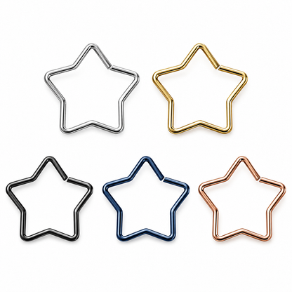 316L Surgical Steel Star Single Closure Ring – 18G (1.0mm) 10mm