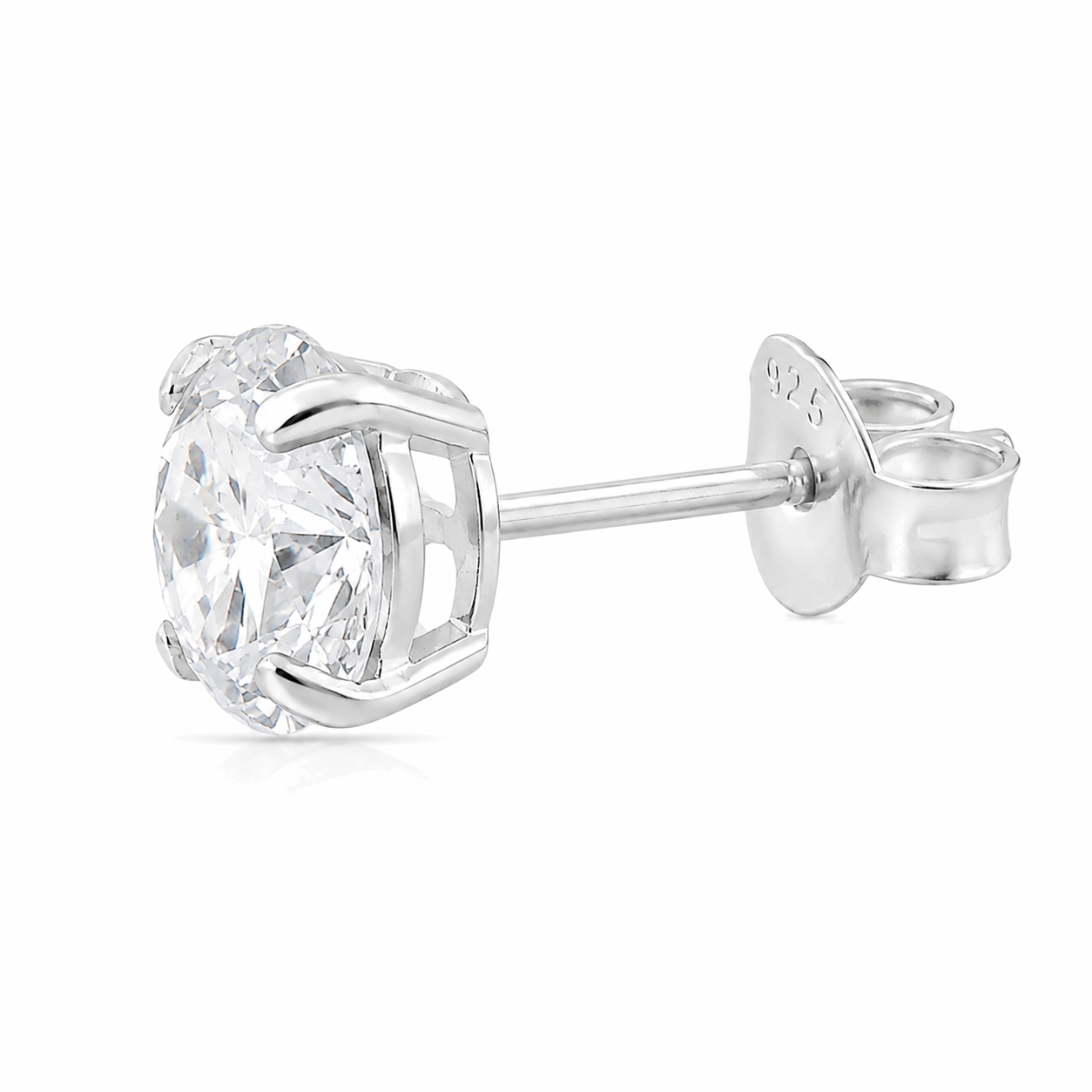 925 Sterling Silver Round CZ Stud Earrings – 6mm & 8mm Pair