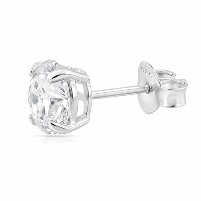 925 Sterling Silver Round CZ Stud Earrings – 6mm & 8mm Pair