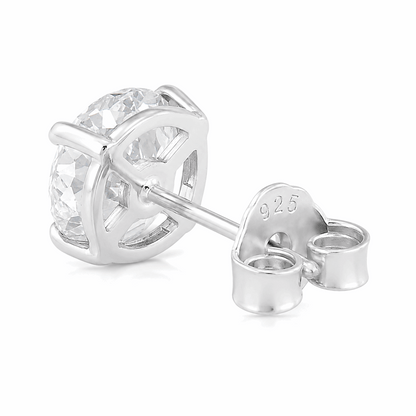 925 Sterling Silver Round CZ Stud Earrings – 6mm & 8mm Pair