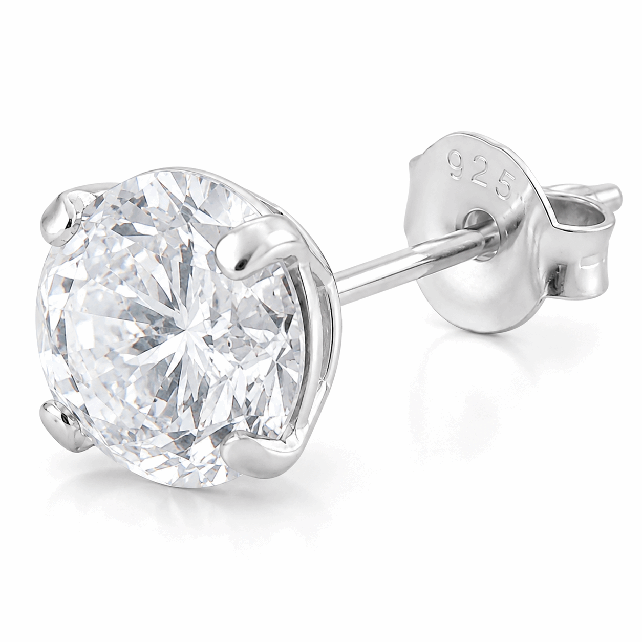 925 Sterling Silver Round CZ Stud Earrings – 6mm & 8mm Pair