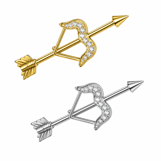 316L Surgical Steel Bow and Arrow Industrial Barbell – 14G (1.6mm) 38mm