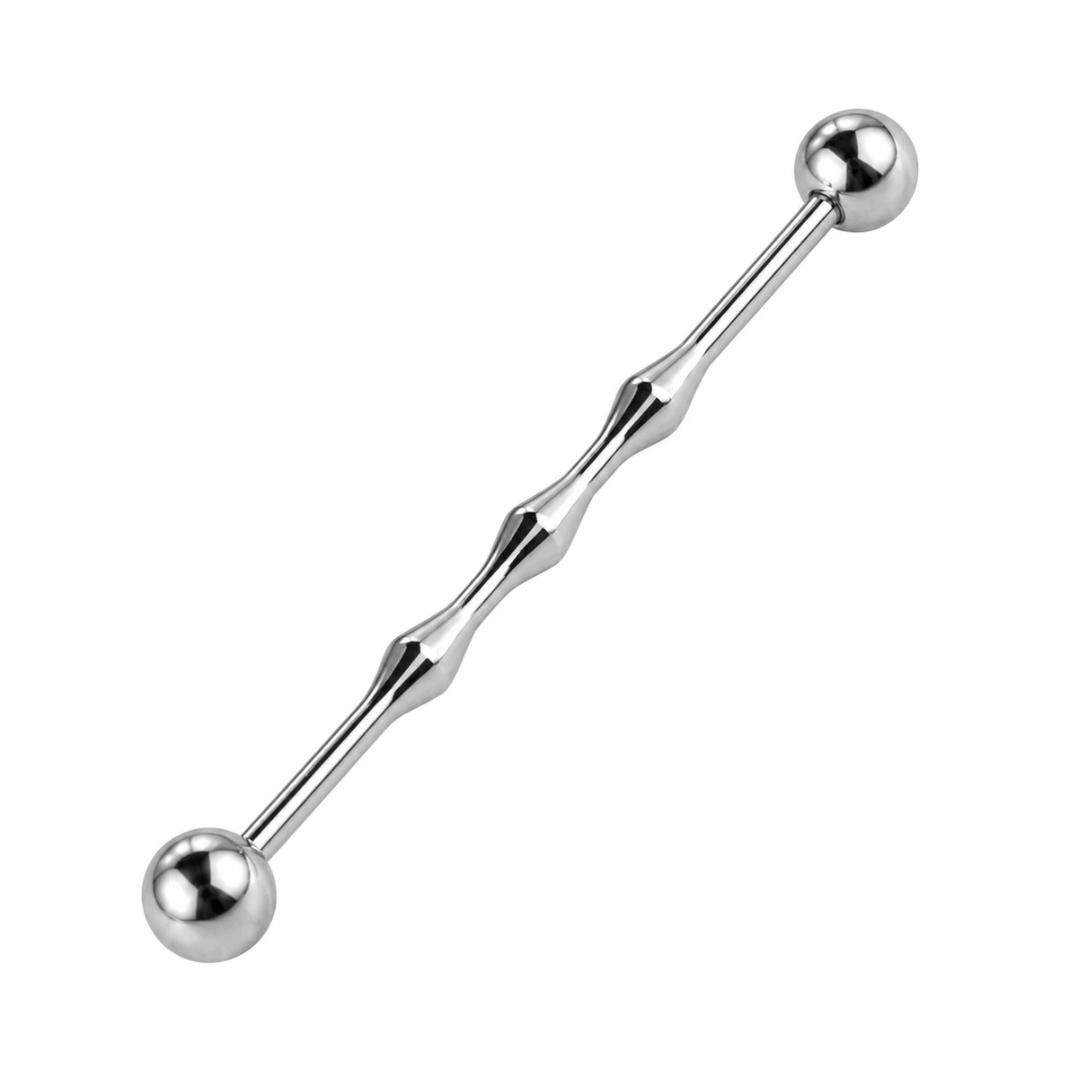 316L Surgical Steel Tri Bumper Centre Industrial Barbell – 14G (1.6mm) 40mm