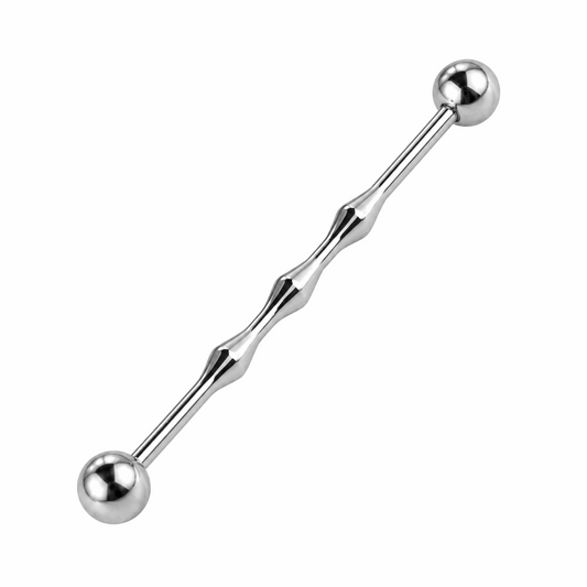 316L Surgical Steel Tri Bumper Centre Industrial Barbell – 14G (1.6mm) 40mm