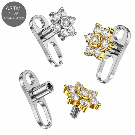 G23 Titanium 7 Petal Flower Dermal Anchor – 14G (1.6mm)