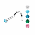 316L Surgical Steel Jeweled Bent Nose Screw – 20G (0.8mm)