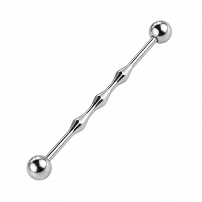 316L Surgical Steel Tri Bumper Centre Industrial Barbell – 14G (1.6mm) 40mm