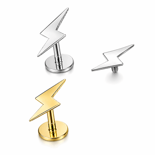 316L Surgical Steel Plain Lightning Helix Tragus Ear Stud – 16G (1.2mm)