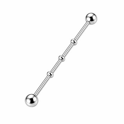 316L Surgical Steel Notched Industrial Barbell – 14G (1.6mm) 40mm