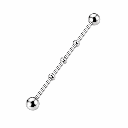 316L Surgical Steel Notched Industrial Barbell – 14G (1.6mm) 40mm