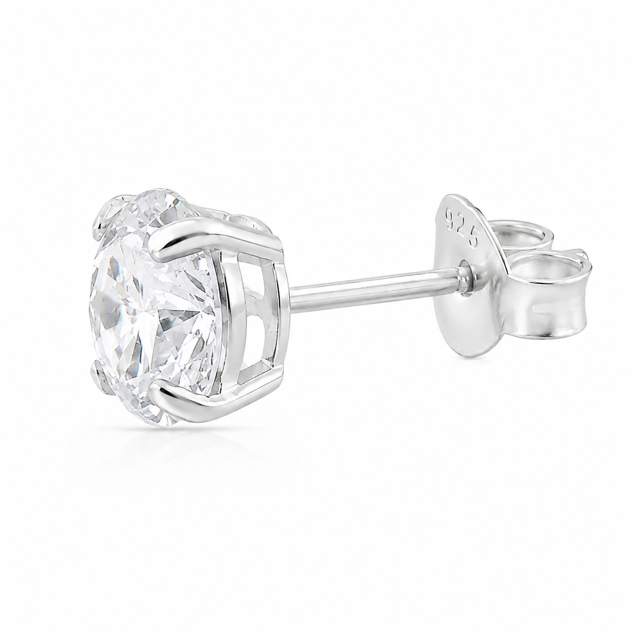 925 Sterling Silver Round CZ Stud Earrings – 6mm & 8mm Pair