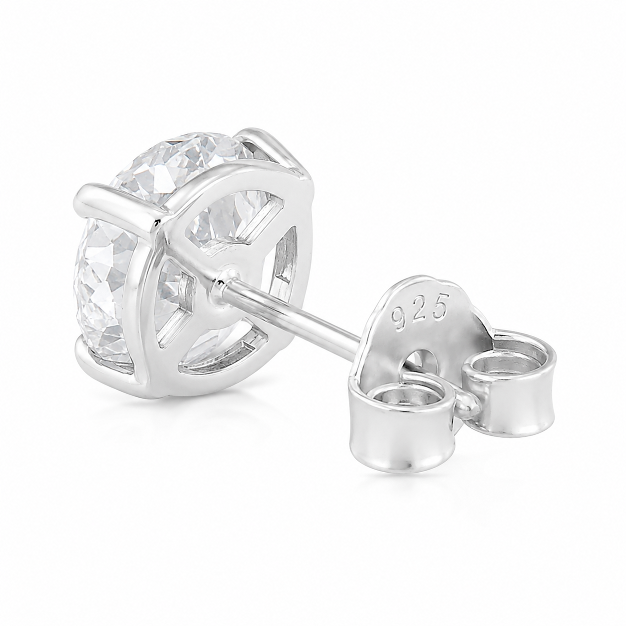 925 Sterling Silver Round CZ Stud Earrings – 6mm & 8mm Pair