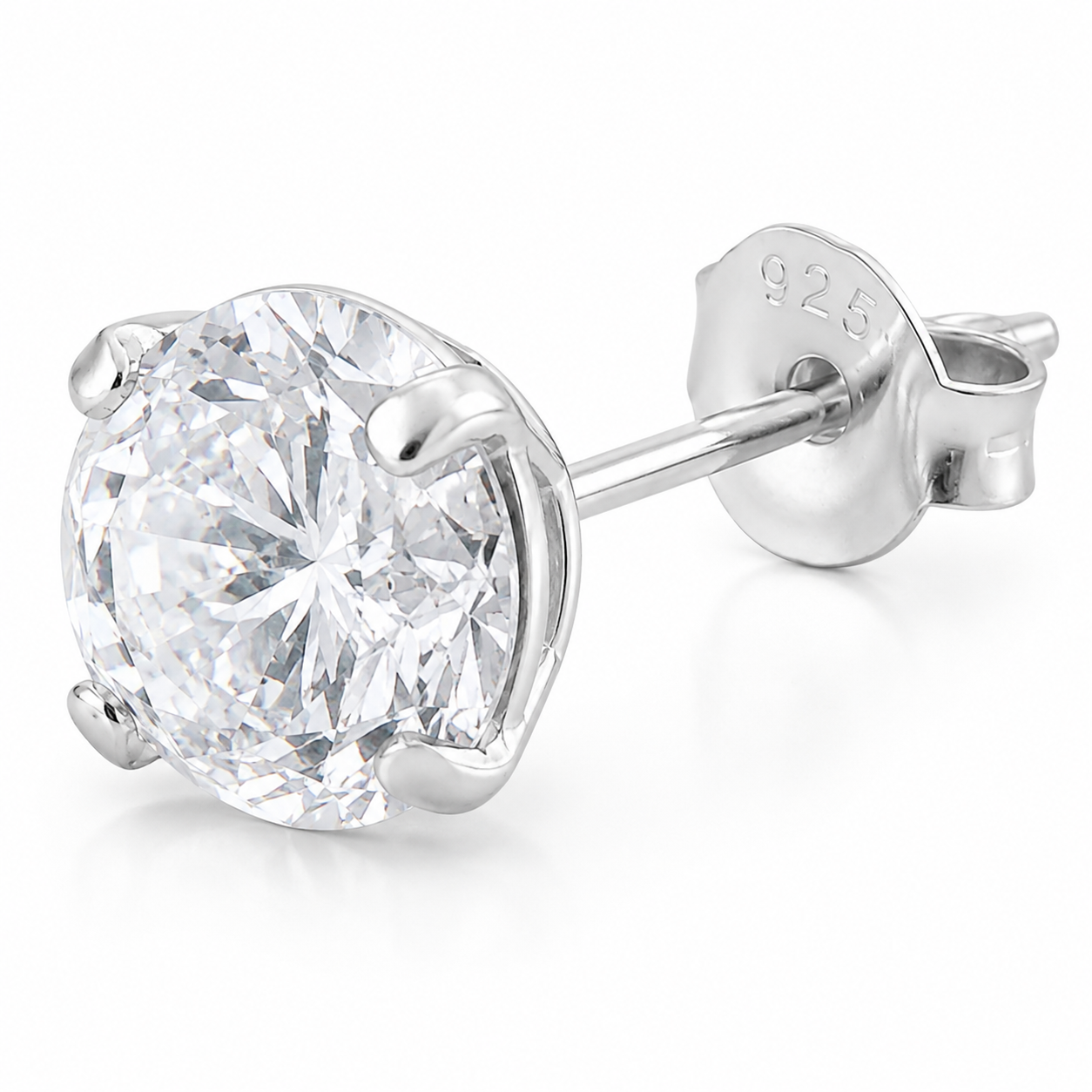 925 Sterling Silver Round CZ Stud Earrings – 6mm & 8mm Pair