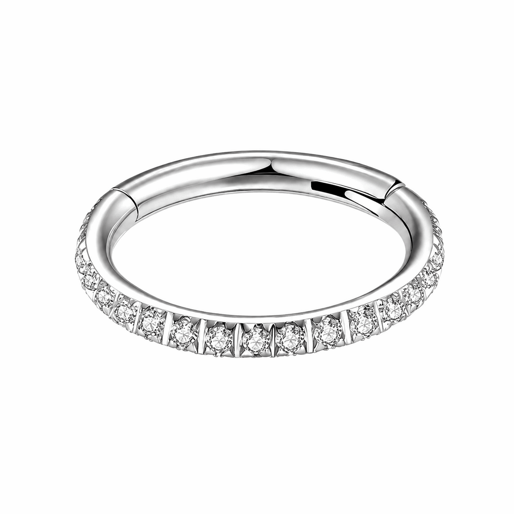 316L Surgical Steel CZ Hinged Segment Clicker Ring – 16G